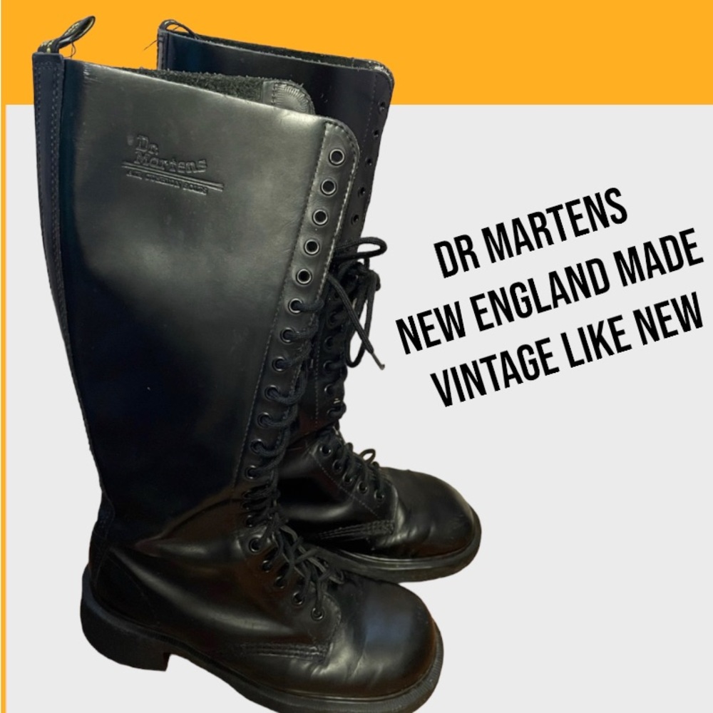 Made New England rare jazz dr martens 2071047 black black stitch 20 hole leather